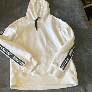 Hollister Mens Hoodie White with Black Band Size XS Lightly Worn